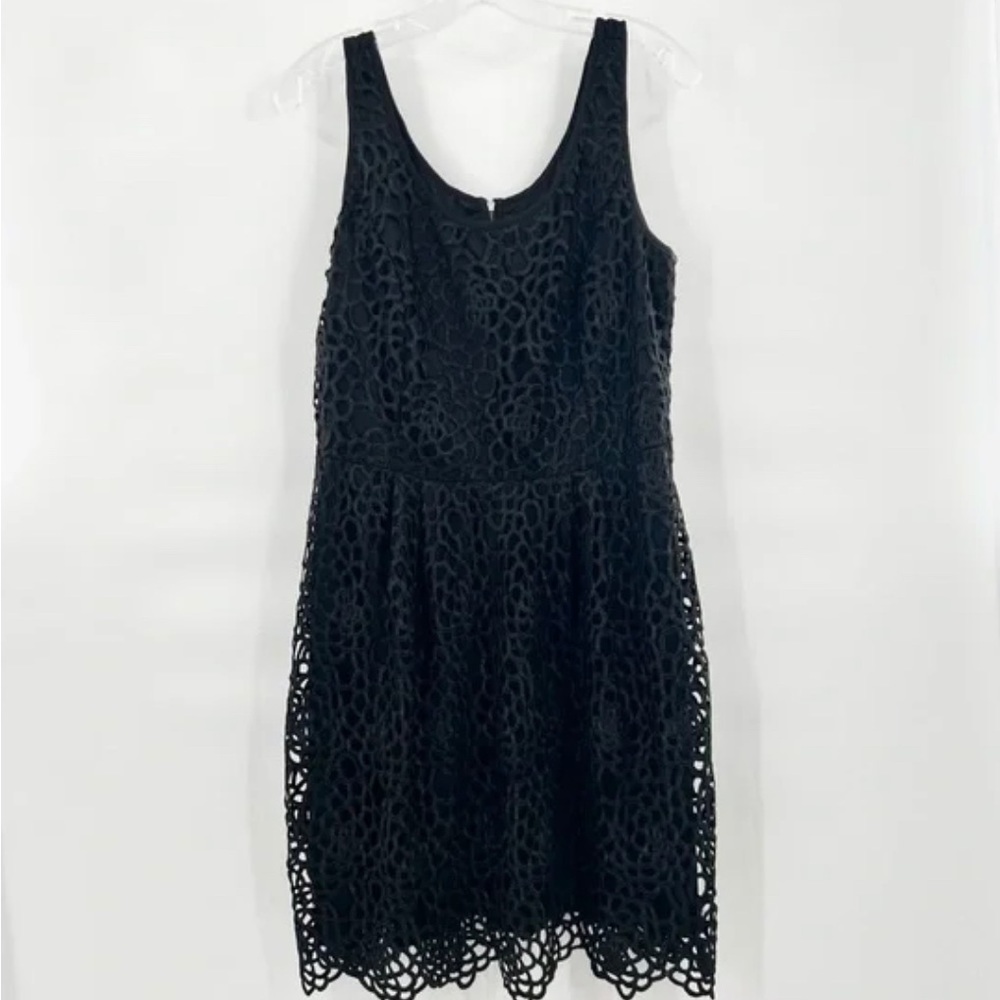 Black lace scallop hem dress